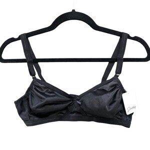 NWT Pretty Secrets Black Bralette Satin 34C Unwired Unpadded Womens